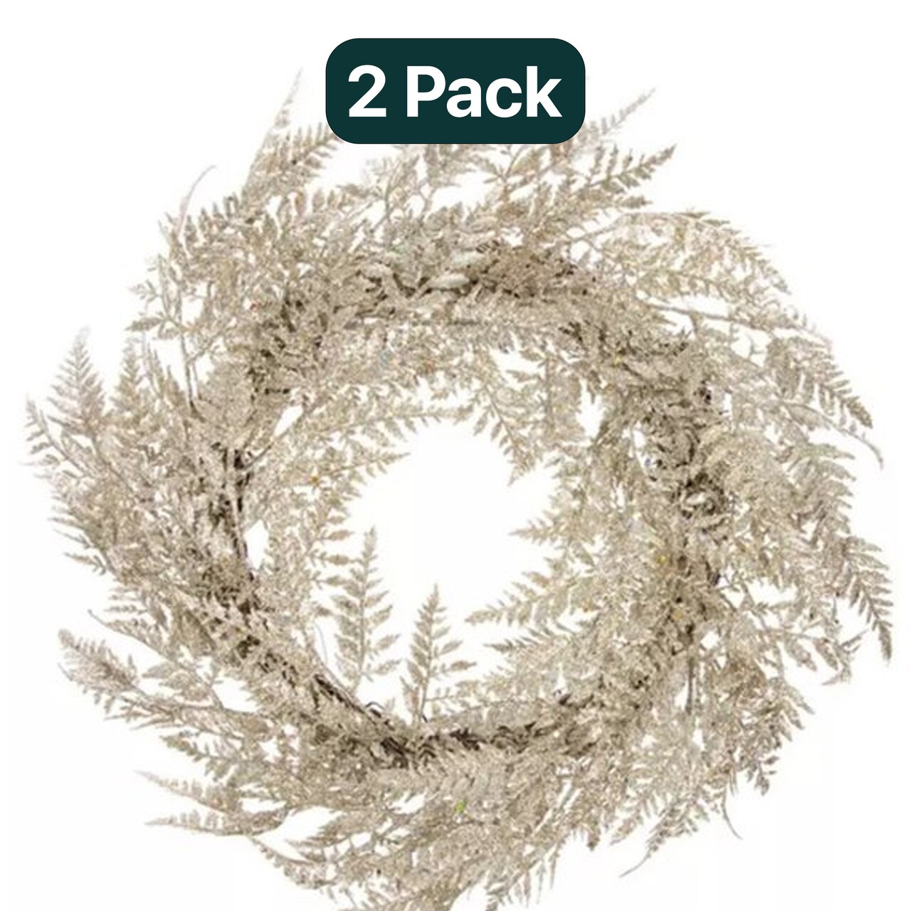 7ft Gold Glitter Fern String Lights – 20 Warm LEDs for Mantel & Wreath Decor